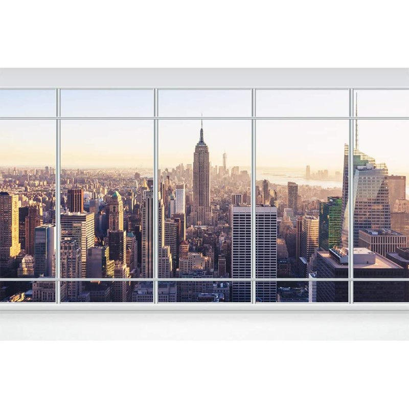 Murale grille vue sur la ville, L 66 po x l 96 po