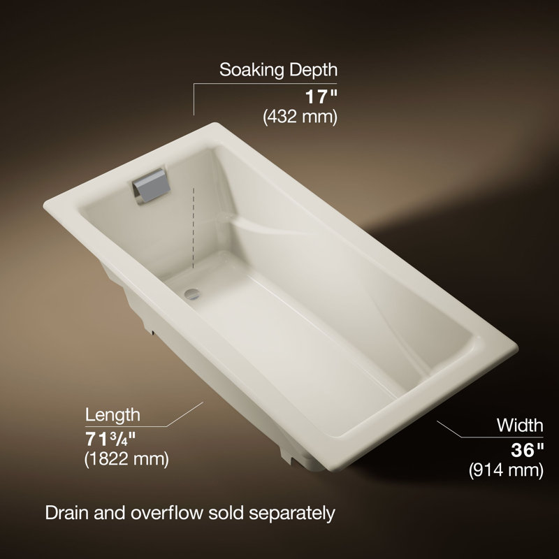 Tea-for-Two® 72" x 36" Soaking Bathtub, Biscuit