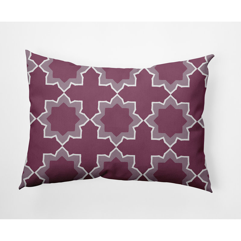 Housse et insert de coussin rectangulaire bohémien d'extérieur, Violet