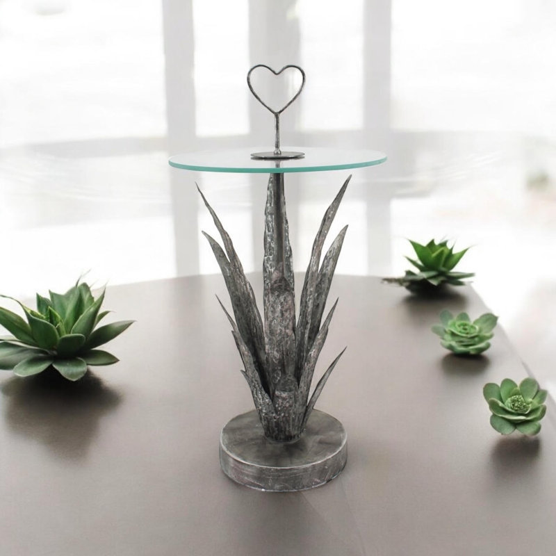 Glass Top Pedestal End Table