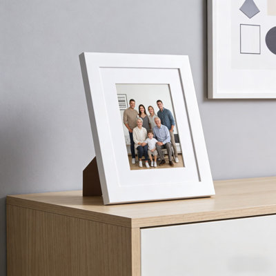 Cadre photo 8 x 10 avec double passe-partout blanc pour photos 5 x 7 - Cadre de table en bois massif ou mural - Présentoir horizontal ou vertical polyvalent pour la décoration de la maison et du bureau