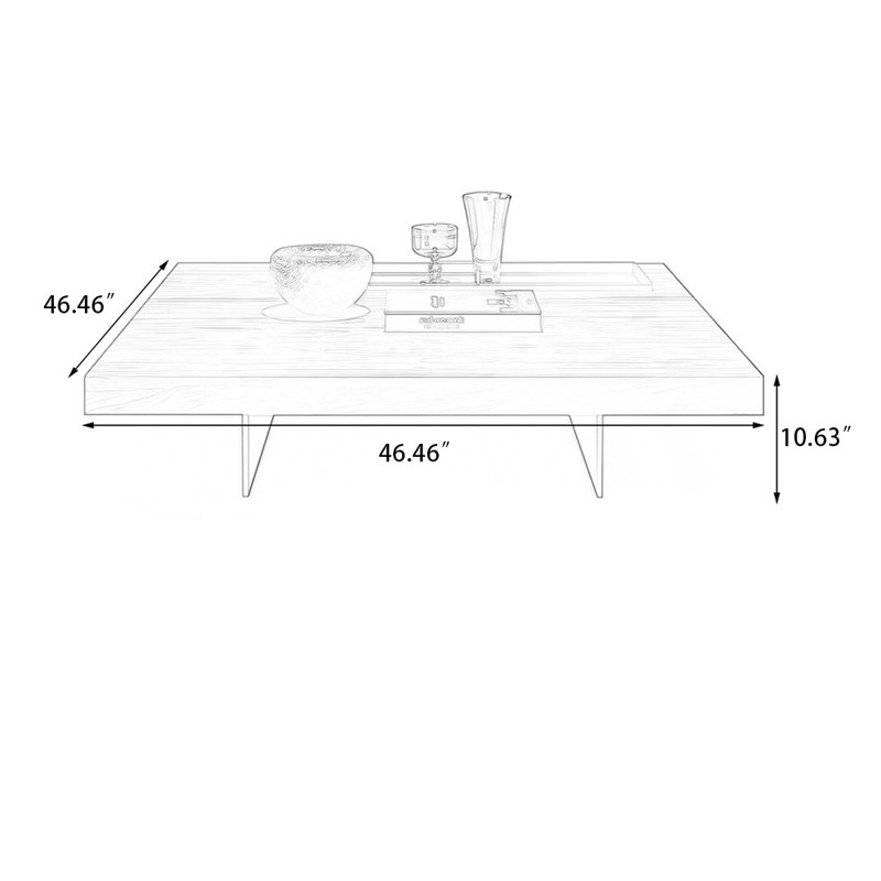 Table basse carrée en bois manufacturé noisette