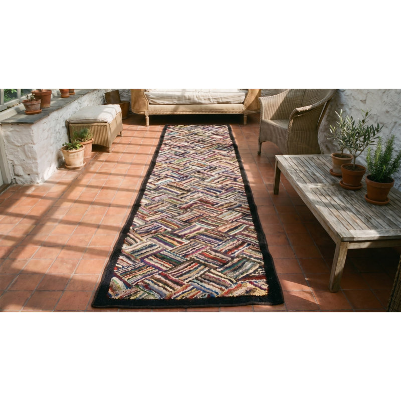 Antique American Hooked Hallway Runner Rug