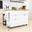 Ensemble d'îlot de cuisine avec abattant, 2 tabourets, tiroirs de rangement et armoire-512138500