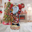 Figurine de chef-d'œuvre sculptée en bois ici vient le père Noël