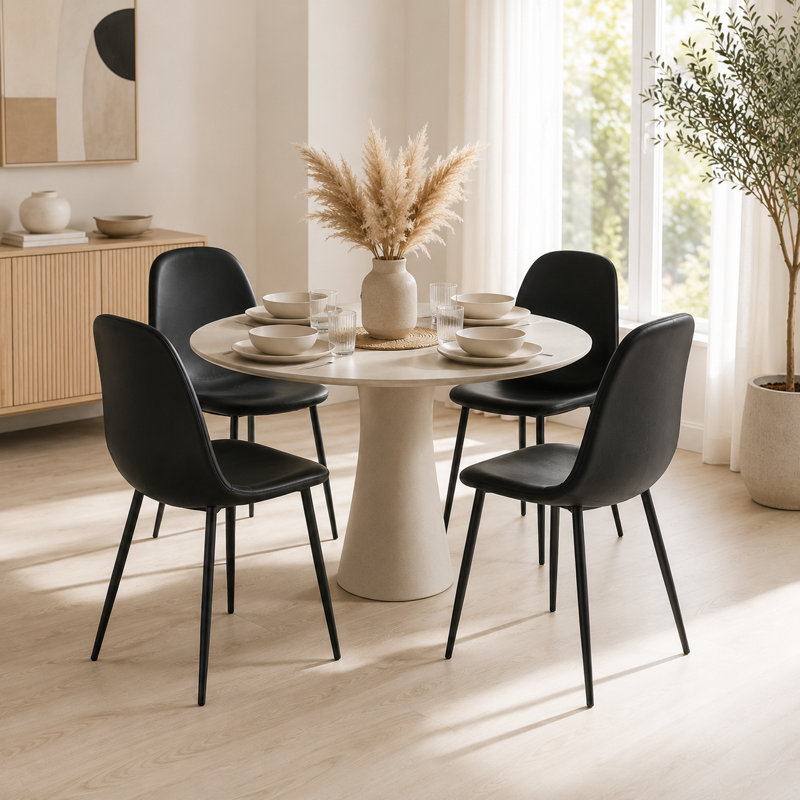Chaise de salle à manger rembourrée Sera, Noir