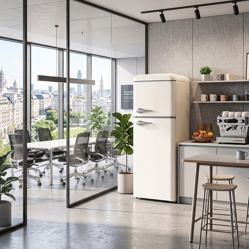 Réfrigérateur rétro 7,5 pi³ avec congélateur supérieur BANGson, réfrigérateur d'appartement 2 portes, thermostat réglable, réfrigérateur pour le bureau, la cuisine et la maison, blanc