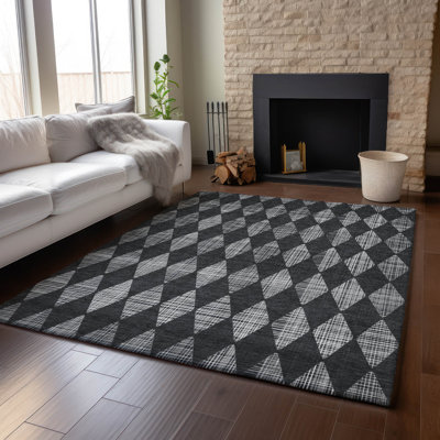 Premium Machine Washable Cerrito AMF578 Charcoal Rug