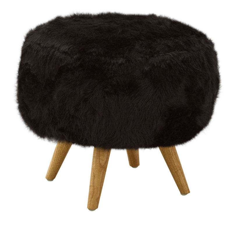 Mariam 41cm Wide Round Solid Colour Standard Ottoman, Black