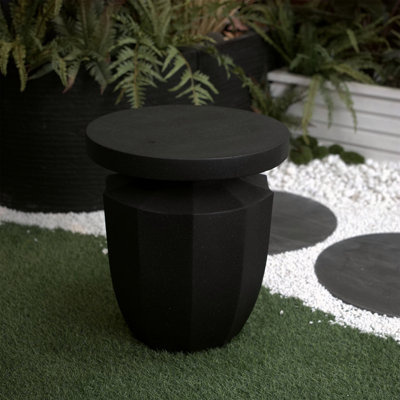 Table de bout décorative de jardin, H 20,3 po, moderne, robuste, robuste, en faux terrazzo, table d'appoint, table d'appoint, pour l'intérieur et l'extérieur