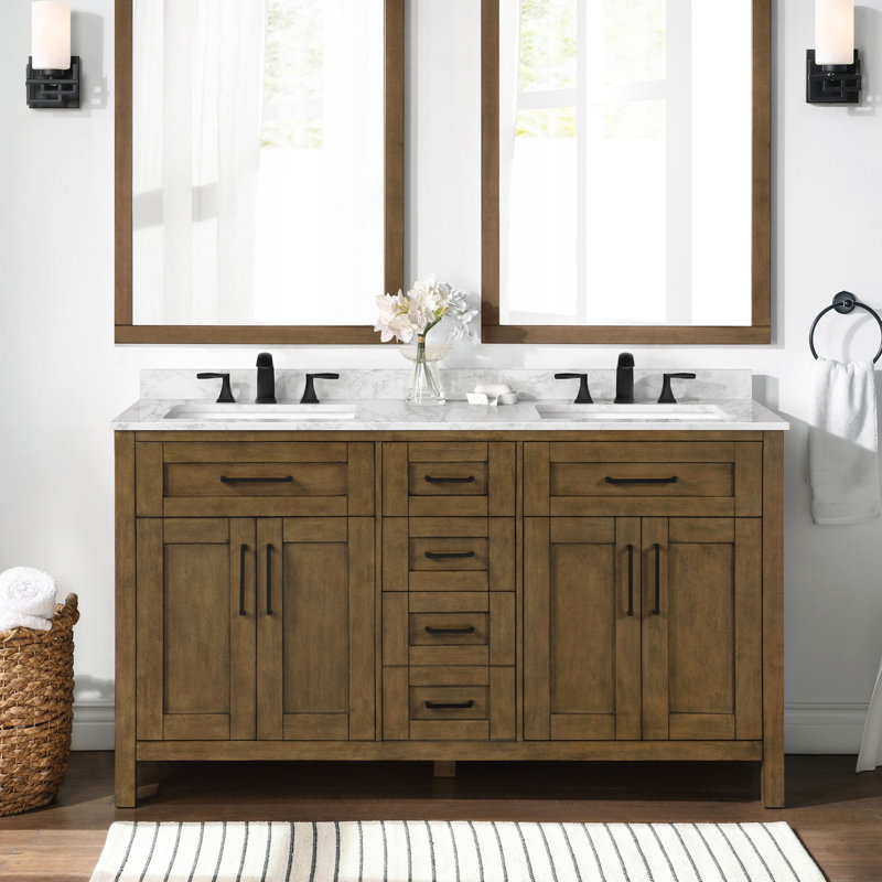 Ensemble de meuble-lavabo double 60 po Tahoe, Latte amande