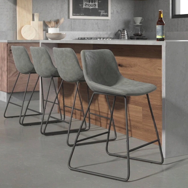 Tabouret de bar et de comptoir Hambrook, Tabouret de comptoir (siège d'une hauteur de 24 p, gris, 4