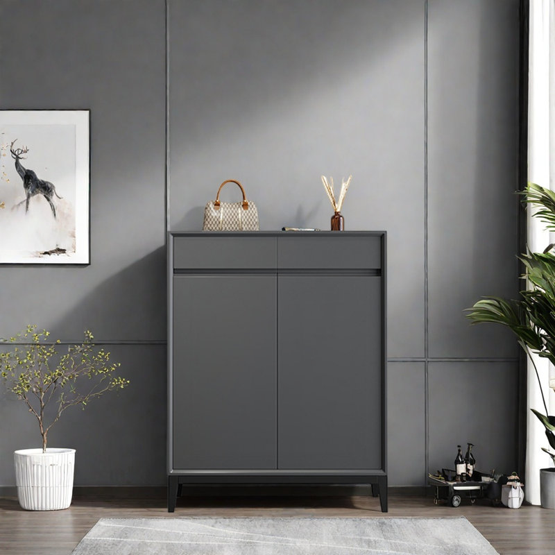 Console en bois de bouleau massif, Gris foncé