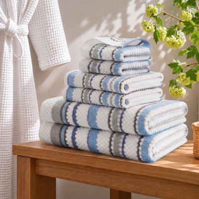 Sutton Stripe 6 Piece Towel Set