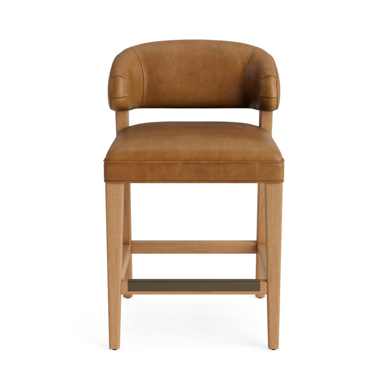Keane Leather Bar Stool, Natural, Bedford - Saddle, Counter Stool (25” Seat Height)