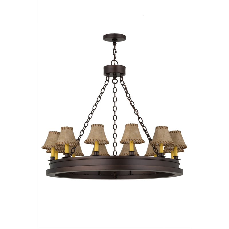 Lustre de roue de wagon à style bougie à 12 lumières Syverson
