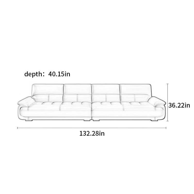 Canapé de luxe moderne, simple et léger, H 36,22 po x l 132,28 po x P 40,15 po, 4