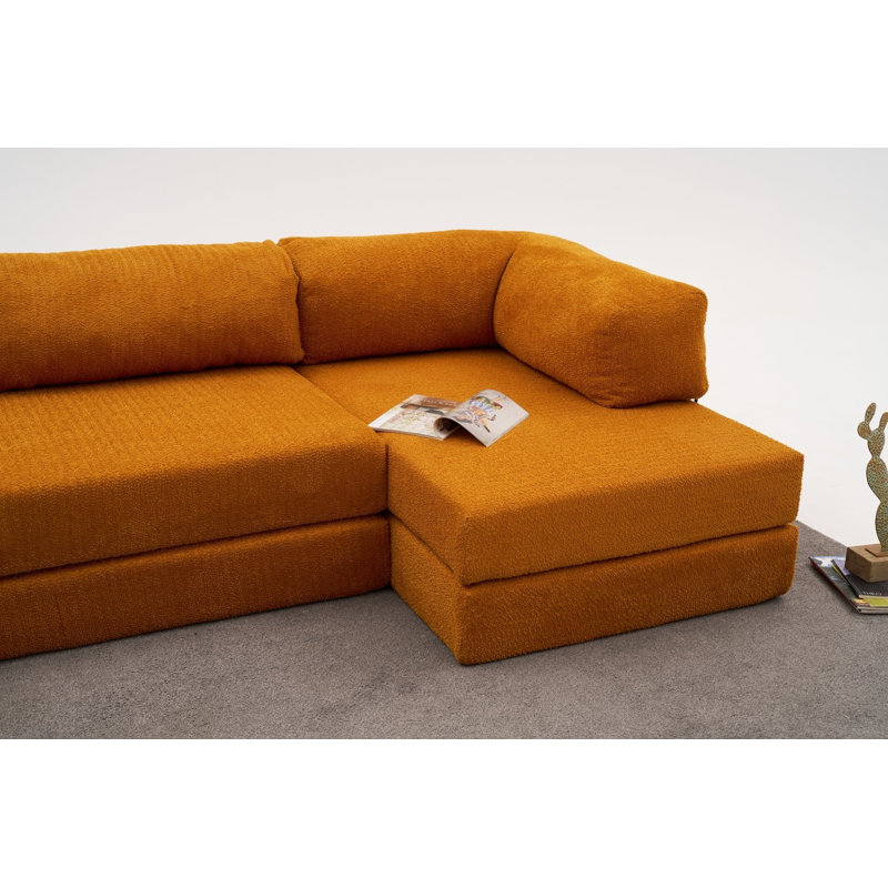 Canapé d'angle Chido, Chenille orange