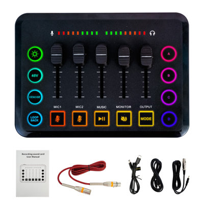 Podcast Equipment Bundle, Recording Studio Package Perfect for Recording, Broadcasting, Live Streaming, F9 Voice Changer