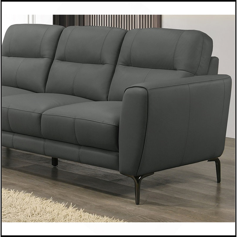 Ensemble de canapé en cuir fleur gris anthracite 2 pièces Canapé et causeuse, Gris