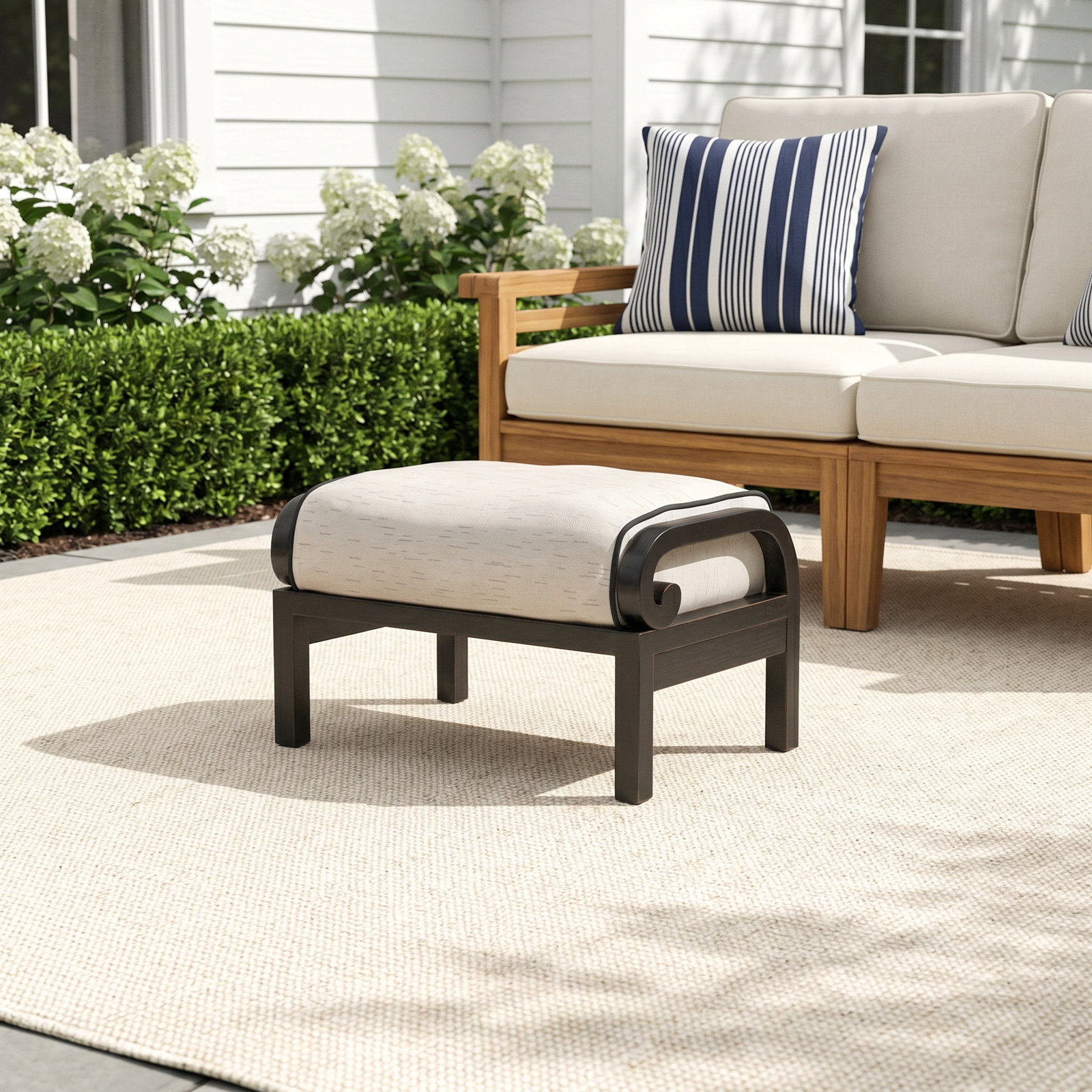 Monterey Sunbrella® Patio Ottoman, Frequency Sand Sunbrella®