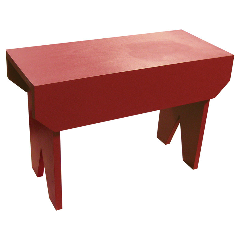 Banc en bois Wyatt, Rouge, H 16 po x l 48 po x P 10,5 po