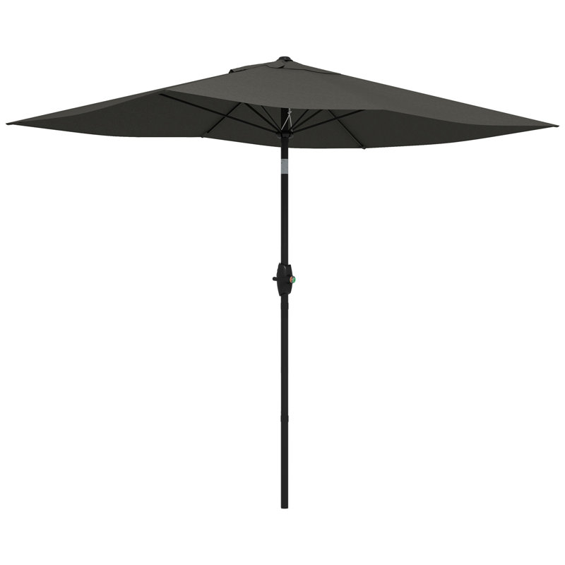 Parasol de marché rectangulaire avec manivelle et bouton poussoir inclinable, H 97,6 po x l 118,1 po x P 78,7 po, Gris