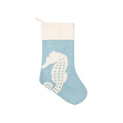 Chaussette de noël en toile jute hippocampe