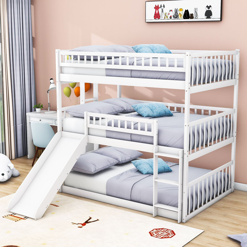 Ezana Kids Full Over Full Over Full Bunk Bed, White