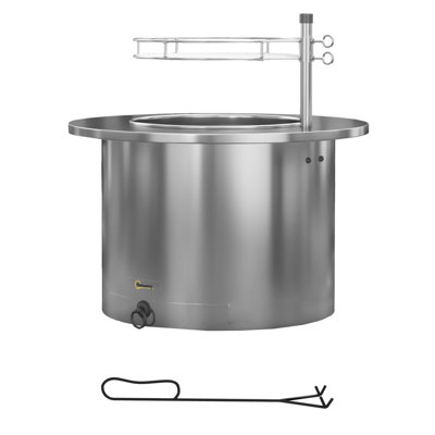 Foyer d'extérieur sans fumée 2 en 1 Outsunny, barbecue, foyer au bois portatif de 25 po avec grille de cuisson, plateau à cendres et tisonnier, réchaud de camping à basse fumée pour pique-nique de patio, acier inoxydable