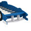 Lit plateforme en forme de voiture de course avec roues, structure de lit de voiture de course simple en bois avec tablettes de rangement et rails-1121096438