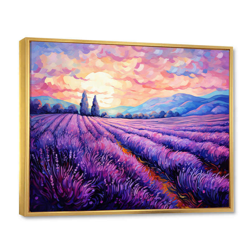 Vangogh Lavender Fields II - Vangogh, art mural sur toile par Vincent Van Gogh, peinture, Cadre flottant doré