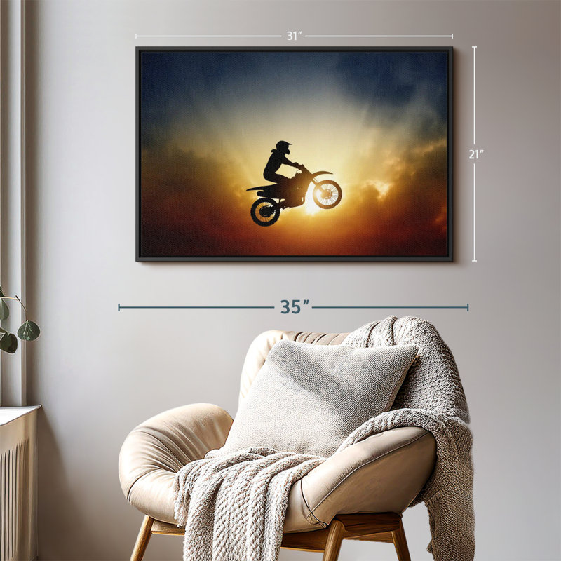 Impression sur toile «Dirt Bike Sunburst», H 21 po x l 31 po