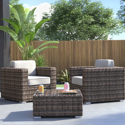 Fully Assembled 2-Person Rattan Wicker Seating Set With Cushions