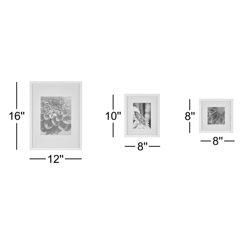 Aishe Wood Matte Picture Frame - Set of 5 with Mat, Off-White