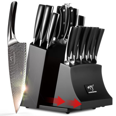 Nanfang Brothers Damascus Steel Knife Block Set