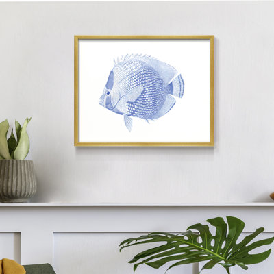 Blue & White Tropical Fish VI -Framed Print - Restickable