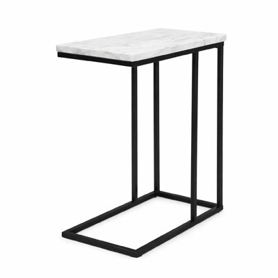 Sofa Side Table,  Marble Top End Table With Sturdy  Metal Frame For Living Room