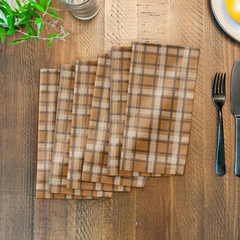 Martita Cotton Plaid Square Napkin, Orange
