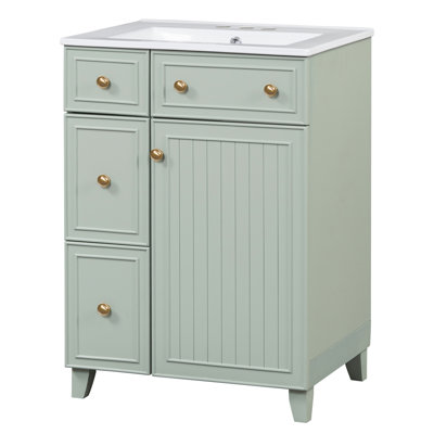 24-Inch Bathroom Vanity Cabinet With Ceramic Sink