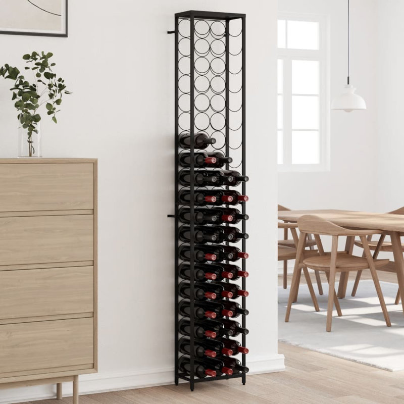 Adedeji 57 Bottle Floor Wine Bottle Rack in Black