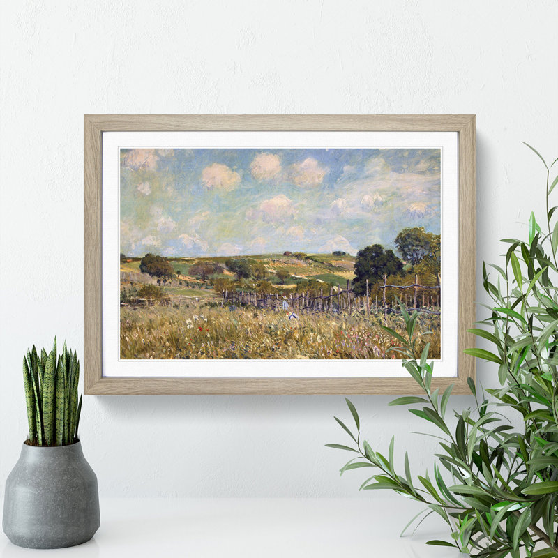 The Meadow by Alfred Sisley - Picture Frame Painting, 27cm H x 36cm W x 2cm D, Oak Framed