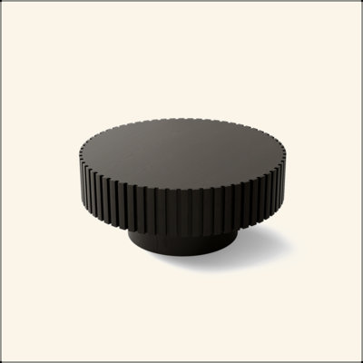 Olive-Shaped Round Coffee Table with Handcrafted Relief, Sturdy Pedestal Wooden Accent Table for Living Room