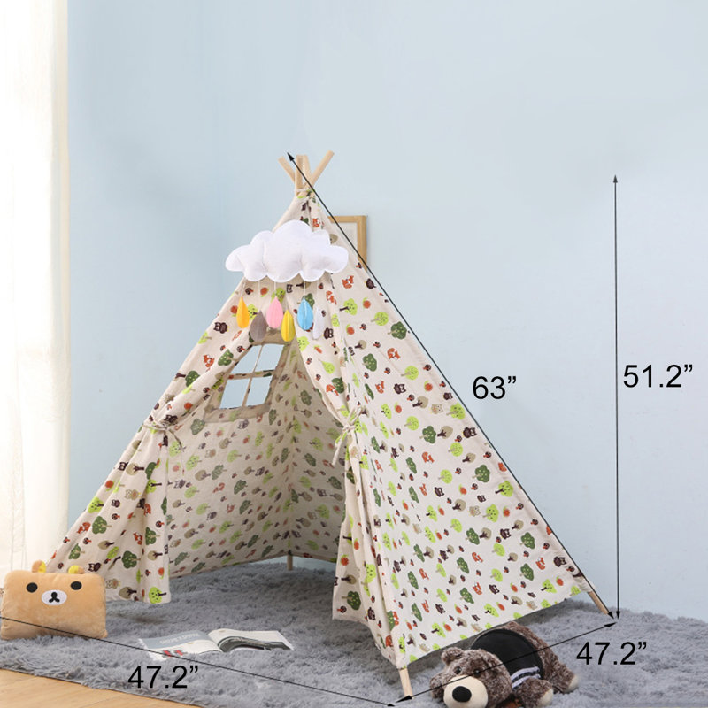 KingSo Indoor Fabric Triangular Play Tent, 51.2" H x 47.2" W x 47.2" D