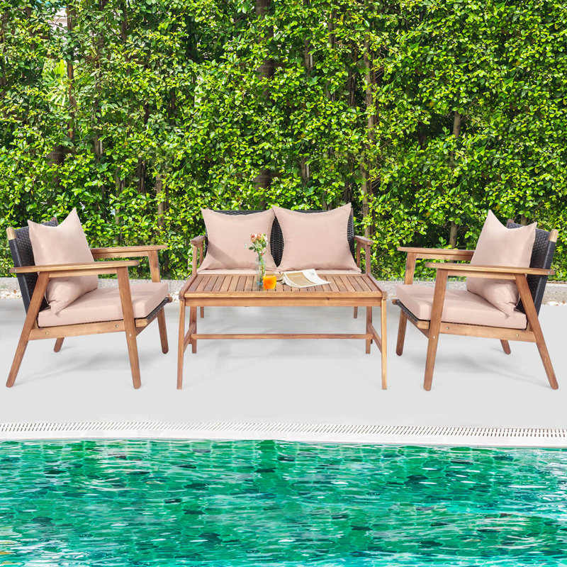 Dauch Acacia 4 - Person Patio Conversation Set with Cushions