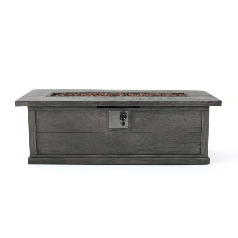 56'' Rectangular Outdoor 50,000 Btu Propane Fire Pit,Wood Pattern,Tank Cover Not Included, Gray