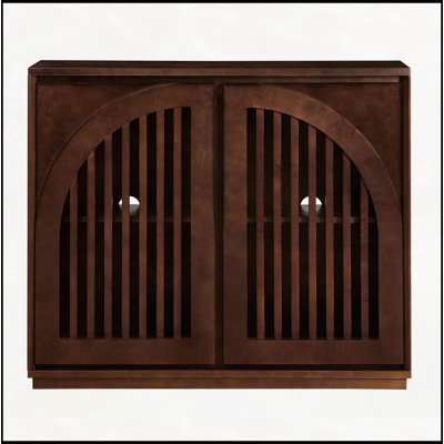 Fluted Sideboard Cabinet with 2 Outlet Holes, Buffet Cabinet with Storage, Narrow Side Cabinet