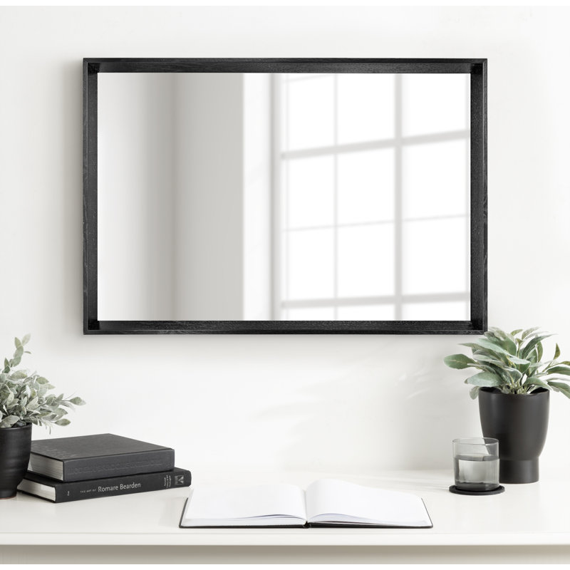 Farhee Flat Mirror, 30" x 20", Black