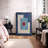 Abstract Vibrant Color Blocks "Mid-Century Blue Shapes Artwork, Geometric Illustration Modern Minimalist Wall Pictures, Large Framed Canvas Giclee Print Wall Art"-100707917-100707915