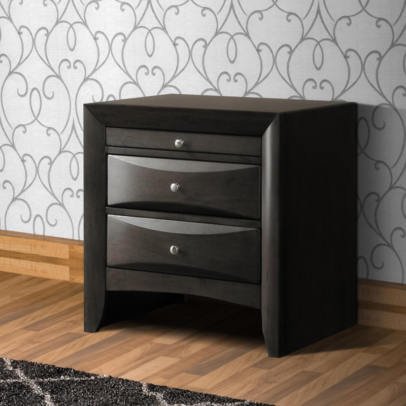 Joeanne 25.6'' W Solid Wood Nightstand, Gray